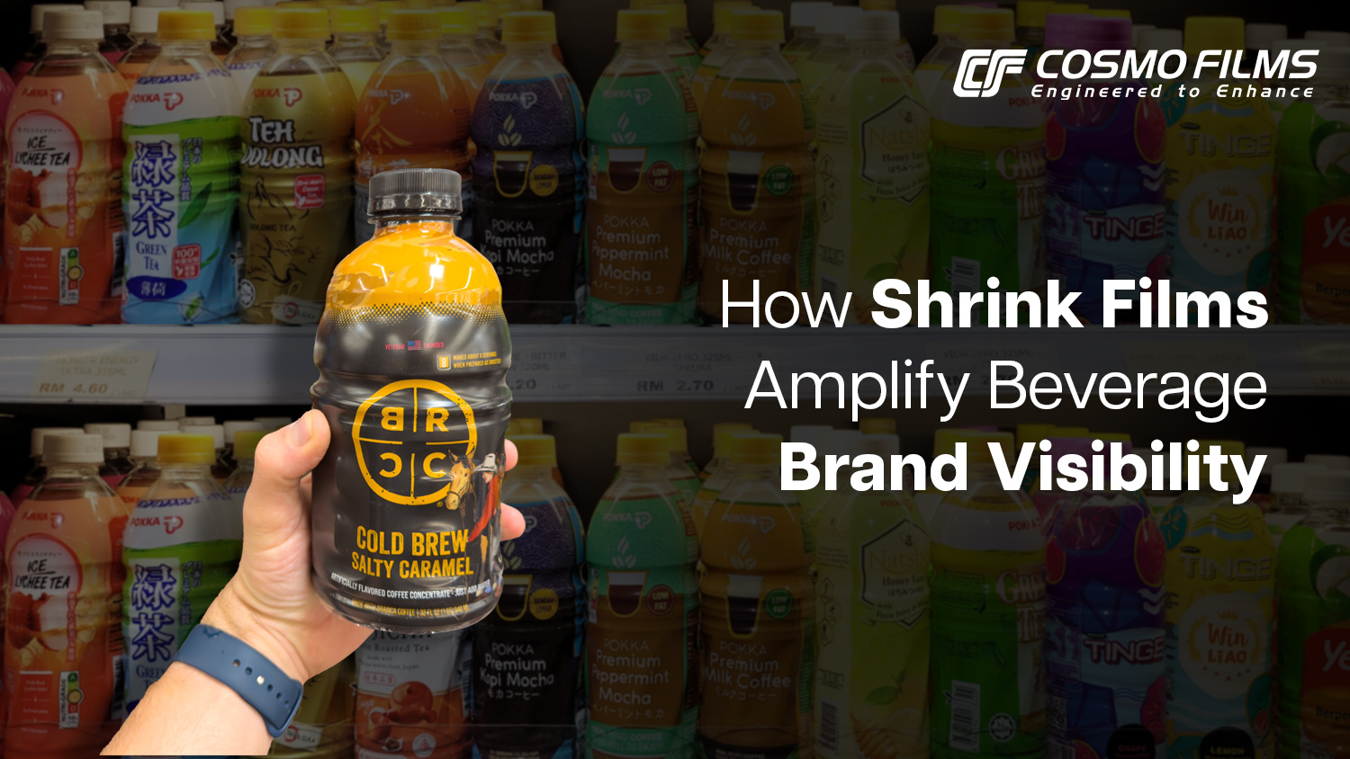 Shrink Label Film Amplifying Beverage Brand Visibility